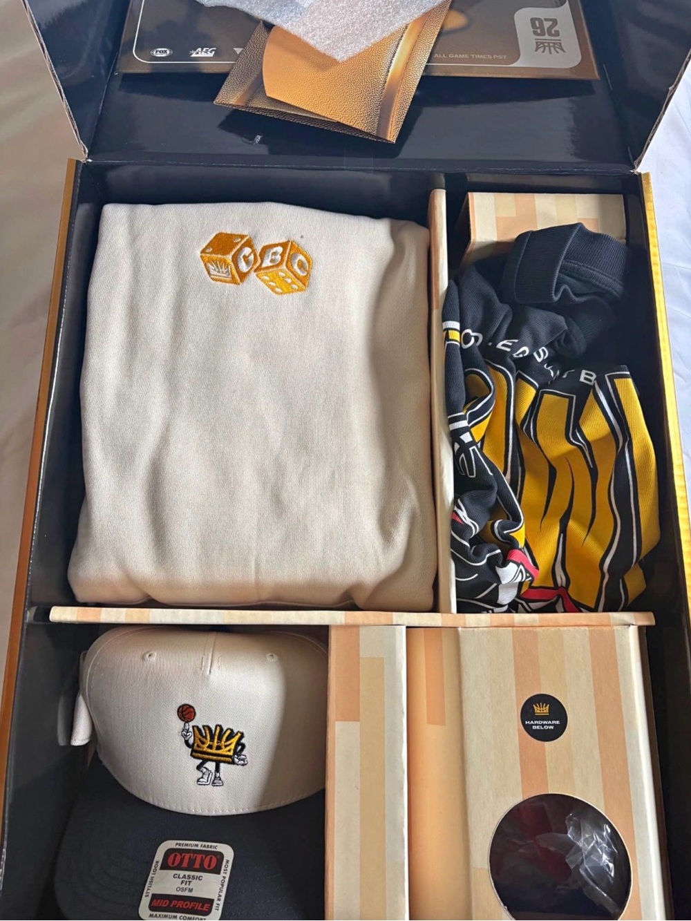 Men's Cream Embroidered Sweatshirt & Black Graphic Tee Set
